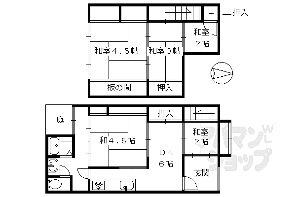 京都府京都市上京区千本通下長者町下る福島町(賃貸テラスハウス5DK・--・76.00㎡)の写真 その2