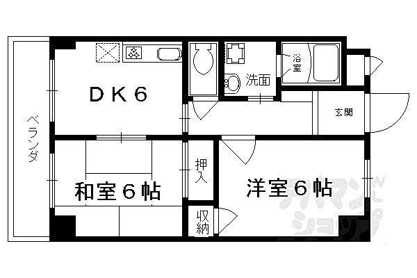 京都府京都市下京区西七条石井町(賃貸マンション2DK・2階・44.00㎡)の写真 その2