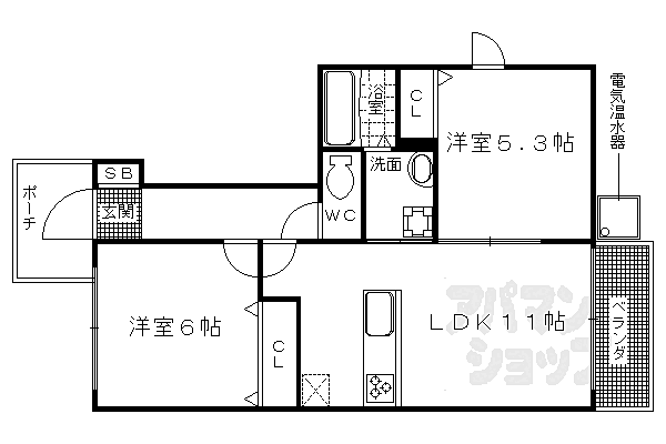 京都府京都市南区久世東土川町(賃貸アパート2LDK・1階・51.50㎡)の写真 その2