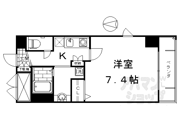 京都府京都市下京区木屋町通七条下る東入若宮町(賃貸マンション1K・7階・25.56㎡)の写真 その2