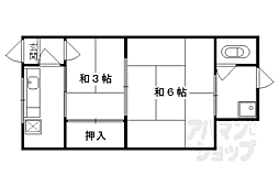 JR山陰本線 太秦駅 徒歩5分の賃貸アパート 2階2Kの間取り