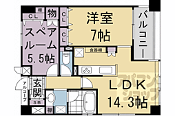 セイワパレス京都東洞院 7階2LDKの間取り
