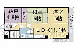 京都地下鉄東西線 西大路御池駅 徒歩1分の賃貸マンション 3階2SLDKの間取り