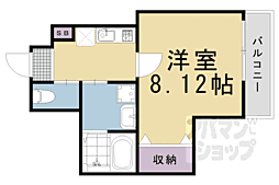 Ｇｌａｄｖｉｓ二条式部 1階1Kの間取り