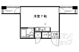 阪急京都本線 西院駅 徒歩7分の賃貸マンション 3階ワンルームの間取り