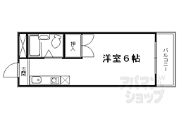 京福電気鉄道北野線 北野白梅町駅 徒歩19分の賃貸マンション 2階1Kの間取り