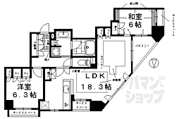 JR東海道・山陽本線 京都駅 徒歩10分の賃貸マンション 5階2LDKの間取り