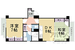 アルカンシエル御所 2LDKの間取図画像