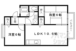 JR東海道・山陽本線 西大路駅 徒歩8分の賃貸アパート 1階2LDKの間取り