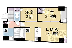 ソルレヴェンテ堀川高辻 2階2LDKの間取り
