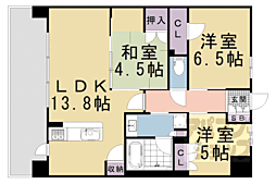 JR山陰本線 二条駅 徒歩7分の賃貸マンション 6階3LDKの間取り