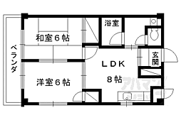 JR東海道・山陽本線 西大路駅 徒歩4分の賃貸マンション 1階2DKの間取り