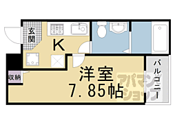 京都市営烏丸線 鞍馬口駅 徒歩12分の賃貸マンション 4階1Kの間取り