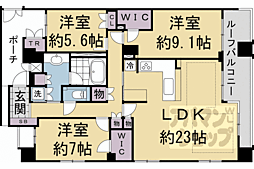グランレ・ジェイド京都河原町 3LDKの間取図画像