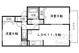 セジュールハピネスA 2LDKの間取図画像