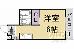 鞘町フラッツ 1Kの間取図画像