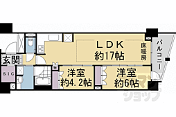 ザ・パークハウス京都河原町 2LDKの間取図画像