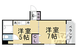 ラフィーネ四条堀川 1DKの間取図画像