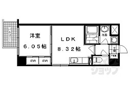 プラネシア星の子四条西洞院 1LDKの間取図画像