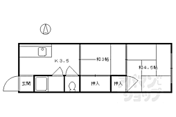 大橋マンション 2Kの間取図画像