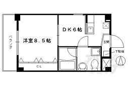 押小路・フラット 1DKの間取図画像