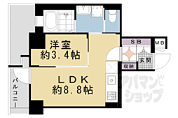 ジオエント四条大宮 1LDKの間取図画像