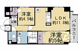 ジオエント四条大宮 2LDKの間取図画像