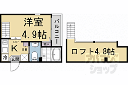 Cielo東寺 1Kの間取図画像