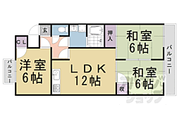 JR東海道・山陽本線 桂川駅 徒歩20分の賃貸マンション 3階3LDKの間取り