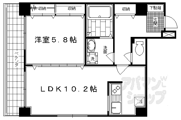 コスモフォーラム四条 301｜京都府京都市中京区壬生森前町(賃貸マンション1LDK・3階・42.20㎡)の写真 その2