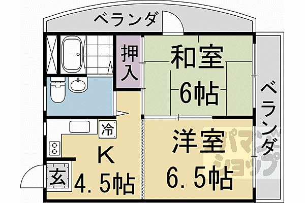 レジデンスオザック 510｜京都府京都市右京区西院下花田町(賃貸マンション2DK・5階・40.02㎡)の写真 その2