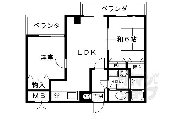 ドーム・シシャスチェ梅津 202｜京都府京都市右京区梅津段町(賃貸マンション2LDK・2階・53.95㎡)の写真 その2