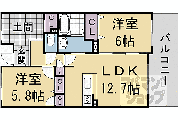 パインフィールド洛西 505｜京都府京都市右京区西院四条畑町(賃貸マンション2LDK・5階・62.71㎡)の写真 その2