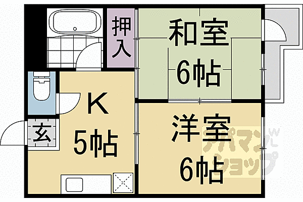 サンバリエ太秦 502｜京都府京都市右京区太秦下刑部町(賃貸マンション2K・5階・34.62㎡)の写真 その2