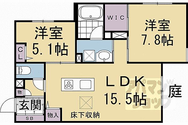 フォルトゥーナ太秦面影 101｜京都府京都市右京区太秦面影町(賃貸マンション2LDK・1階・62.53㎡)の写真 その2