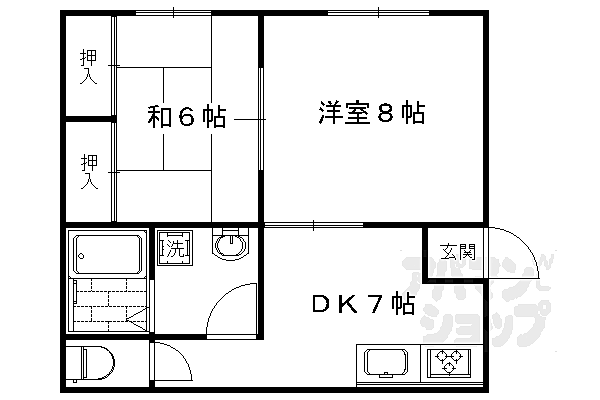 シャローム石田 102｜京都府京都市右京区梅津中村町(賃貸マンション2DK・1階・42.78㎡)の写真 その2