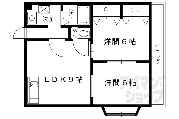 ヴェルナ西京極 205｜京都府京都市右京区西京極西川町(賃貸マンション2LDK・2階・51.24㎡)の写真 その2