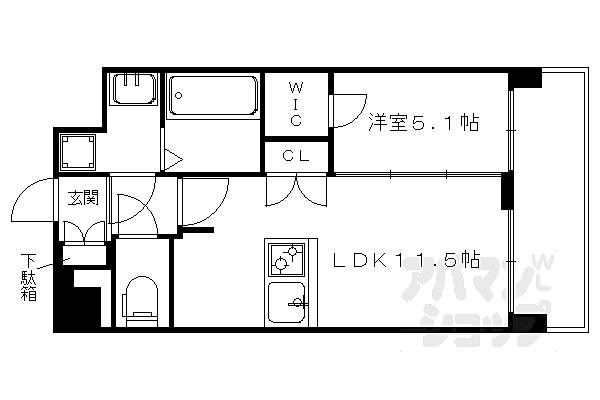 京都府京都市南区吉祥院御池町(賃貸マンション1LDK・4階・39.56㎡)の写真 その2