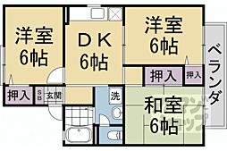 阪急京都本線 桂駅 徒歩14分の賃貸アパート 1階3DKの間取り