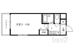 トゥルー西ノ京 1階1Kの間取り