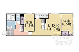 京都市営烏丸線 五条駅 徒歩10分の賃貸マンション 4階2LDKの間取り
