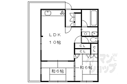 JR東海道・山陽本線 桂川駅 徒歩20分の賃貸マンション 2階2LDKの間取り
