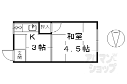 近鉄京都線 東寺駅 徒歩4分の賃貸アパート 2階1Kの間取り