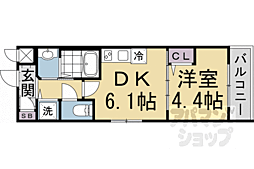 ベラジオワールドアイ京都円町 1DKの間取図画像
