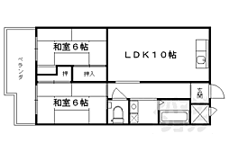 西京極グリーンハイツ 2LDKの間取図画像