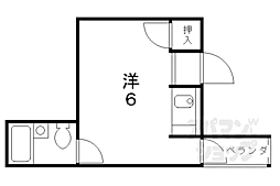 フラッツ太秦 2階1Kの間取り