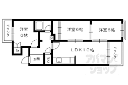JR東海道・山陽本線 向日町駅 徒歩15分の賃貸マンション 2階3LDKの間取り