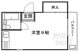 ビバ紙屋川 2階ワンルームの間取り