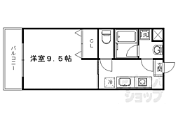 シャイン帷子ノ辻 2階1Kの間取り