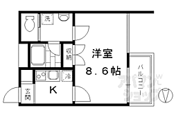 JR山陰本線 丹波口駅 徒歩9分の賃貸マンション 4階1Kの間取り